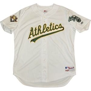 Vintage 2001 Rawlings Oakland Athletics A’s 100 Seasons Baseball Jersey Size 48